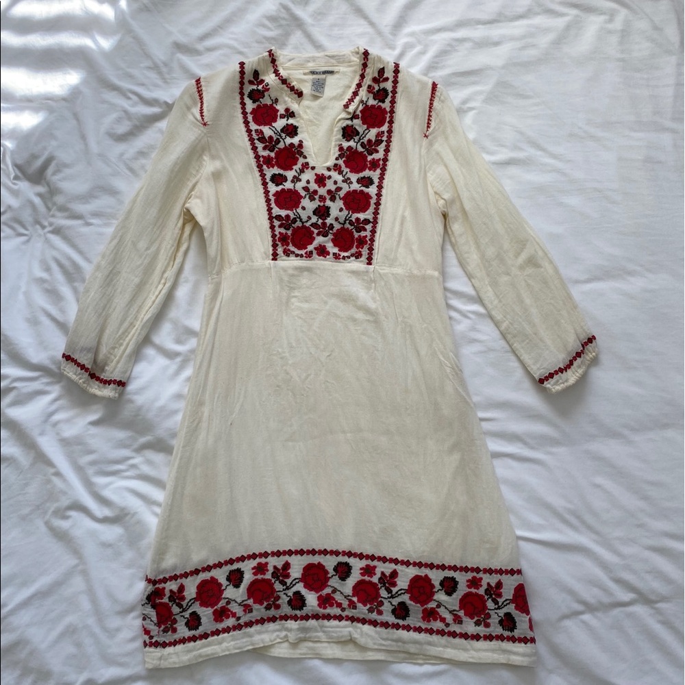 Lucky Brand Cream Long Sleeve Dress
